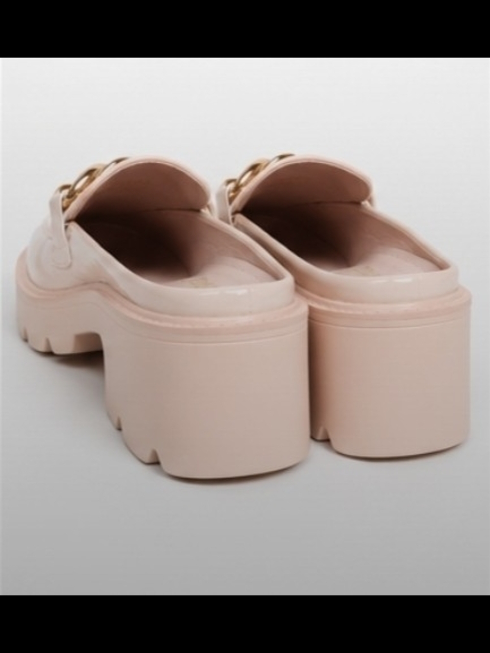Mata Blush Patent Platform Mule Loafers Gold Chain Size 9 - Picture 2 of 4